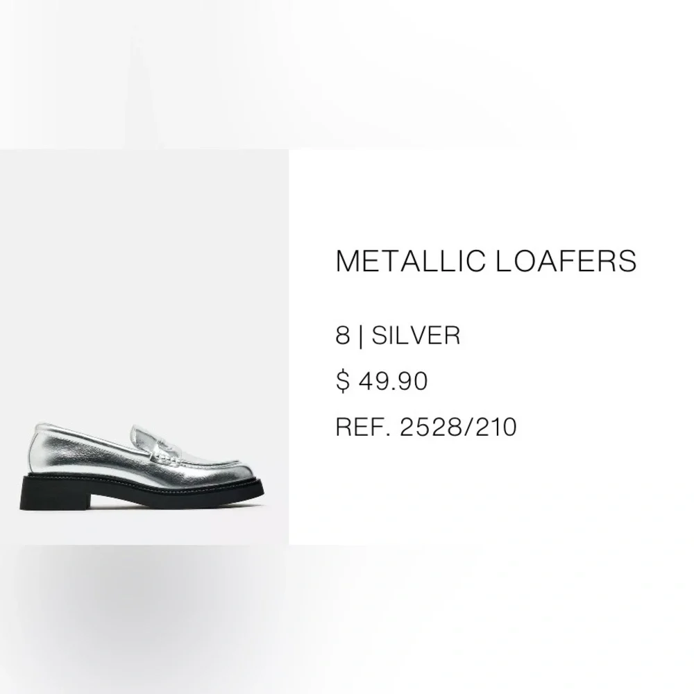 Zara Metallic Silver Loafer